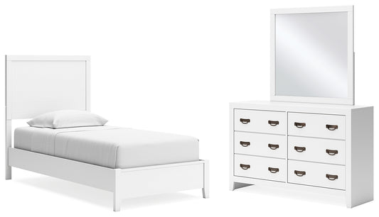 Binterglen Twin Panel Bed with Mirrored Dresser