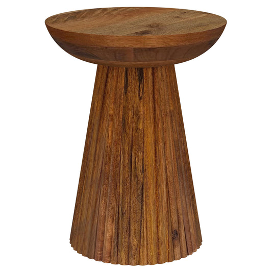 Aureo Round Solid Wood Accent Side Table Wild Honey
