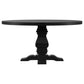 Florence Round Pedestal Dining Table with Planked Wood Top Antique Black
