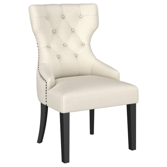Baney Upholstered Parson Dining Side Chair with Tufted Back Beige
