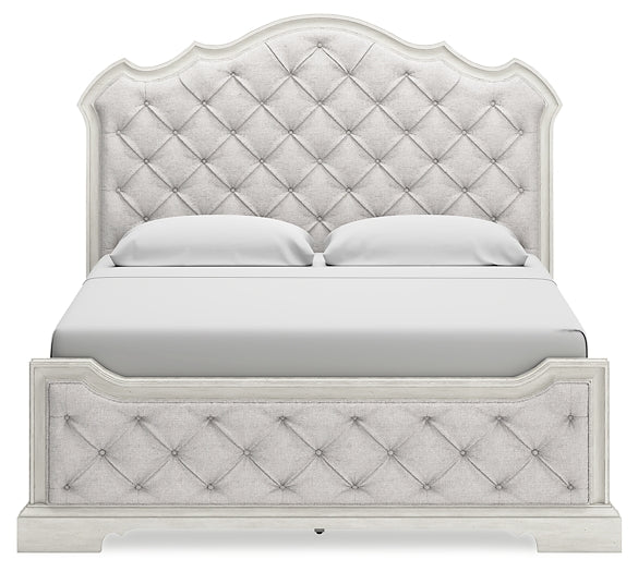 Arlendyne King Upholstered Bed with Mirrored Dresser, Chest and Nightstand