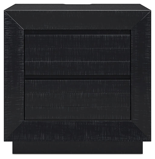 Londer California King Panel Bed with Mirrored Dresser and Nightstand