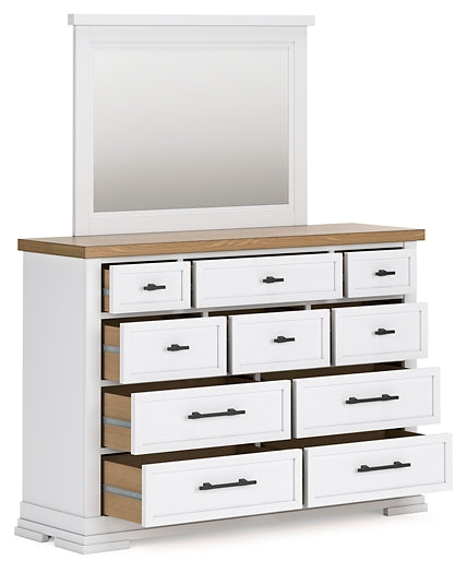 Ashbryn Queen Panel Storage Bed with Mirrored Dresser