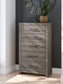 Graystorm King Panel Bed with Mirrored Dresser, Chest and Nightstand