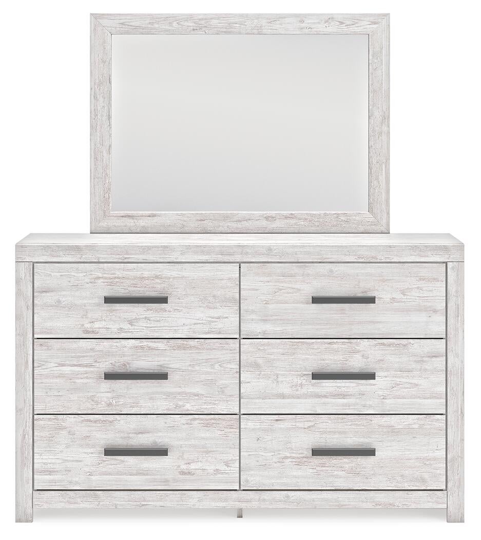 Cayboni Queen Panel Bed with Mirrored Dresser and Nightstand