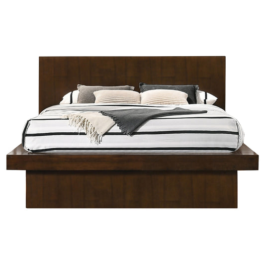 Jessica Wood Eastern King LED Panel Bed Cappuccino