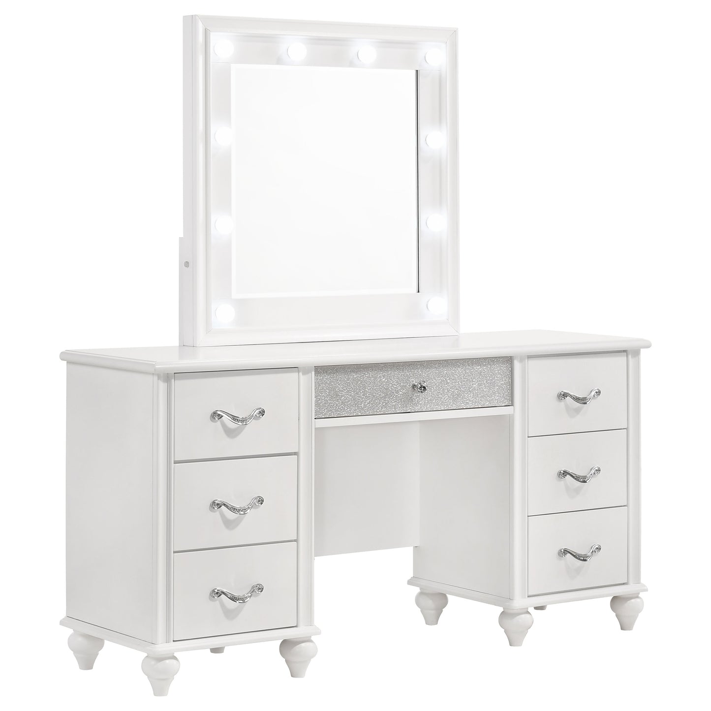 Barzini 7-drawer Vanity Set with Lighting White
