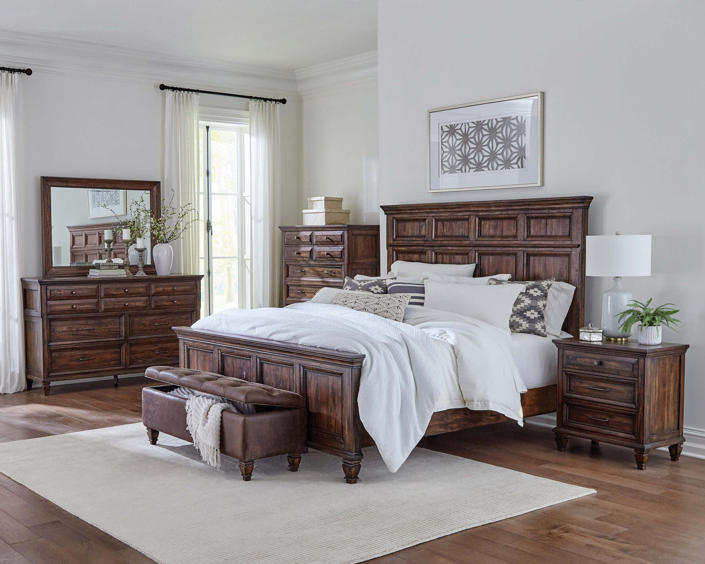 Avenue Wood Eastern King Panel Bed Weathered Burnished Brown