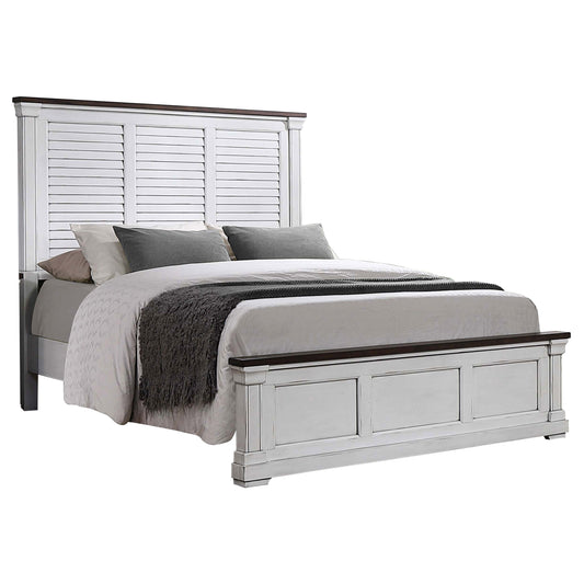 Hillcrest Wood Queen Panel Bed Distressed White